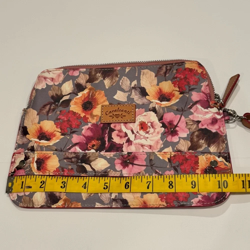 Cavalcanti Women's Floral Wristlet Purse Genuine Leather Made in Italy NEW
